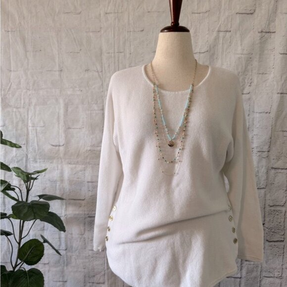 Michael Kors White Long Sleeve Batwing Knit Tunic, in Women’s Size XL - Picture 13 of 14
